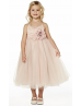 Blush Pink Pleated Tulle Tea Length Timeless Flower Girl Dress